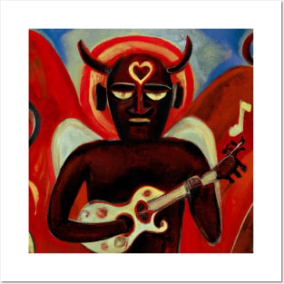 Tender hearted devil playing the blues Posters and Art